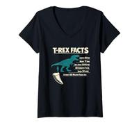 Women's T REX Facts Dinosaur Info Length 40 Feet Data V-Neck T-Shirt