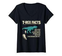 Women's T REX Facts Dinosaur Length 40 Feet Weight 9 Tons V-Neck T-Shirt