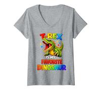 Women's T-Rex is My Favorite Dinosaur Statement V-Neck T-Shirt