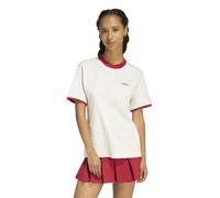 adidas Women's Seasonal Essentials Colorpop T-Shirt with Embroidered Graphic, Off White/Active Maroon, XL
