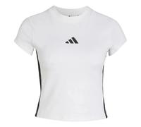 adidas Women's Essentials 3-Stripes Padded Slim Baby Shirt, White/Black, XS