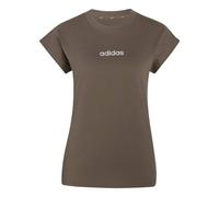 adidas Women's Essentials Linear Cotton Shirt, Khaki Six/White, XS