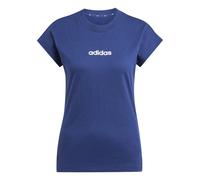 adidas Women's Essentials Linear Cotton T-Shirt, Dark Blue/White, L