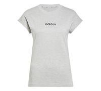 adidas Women's Essentials Linear Cotton T-Shirt, Medium Grey Heather/Black, XL