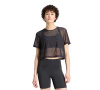 adidas Women's Strength Essentials Workout Boxy Mesh Shirt, Black, XXL