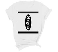 Women's T-Shirt as Wax Crayon Costume - Funny Top with Crayon Print | Simple Fancy Dress for Halloween or Fancy Dress, style_a03 white, XL