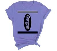 Women's T-Shirt as Wax Crayon Costume - Funny Top with Crayon Print | Simple Fancy Dress for Halloween or Fancy Dress, style_a02 purple, L