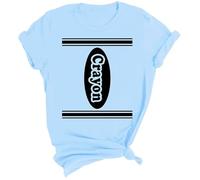 Women's T-Shirt as Wax Crayon Costume - Funny Top with Crayon Print | Simple Fancy Dress for Halloween or Fancy Dress, style_a01 blue, S