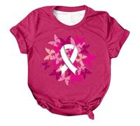 Women's T-Shirt Breast Cancer Awareness Month Motivational Design Women Activism Events Inspirational Garment, Hot Pink, M