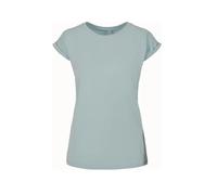 Build Your Brand Women's T-Shirt Ladies Extended Shoulder Tee Long Cut T-Shirt for Women Cotton, Ocean Blue, 3XL