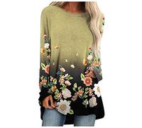 Women's T-Shirt Butterfly Flower Shirt Printed Long Sleeve Loose Top Viscose Shirt Women, yellow, XL