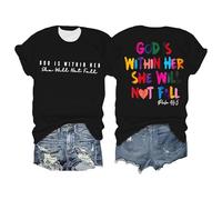 Womens T-Shirt Fitted Loose Tunic Casual Tops Tee Oversized Shirts for Women Shirt Verse T Shirt God is Within Her Tees Inspirational Tops Loose Shirts for Women (Black, XL)
