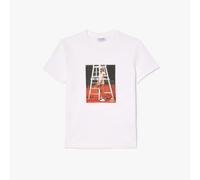 Women's T-Shirt Lacoste Crocodelle Printed Piqué Short Sleeve in White
