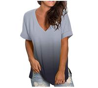 Women's T-Shirt Ladies V Neck Short Sleeve T Shirts Tie Dye Gradient Summer Tops Casual Loose Basic Tee Blouse Plus Size Tunic Tops UK Clearance