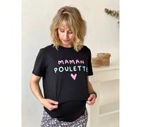 Women's T-shirt Les Poulettes Fitness Maman Poulette Noir 2XL