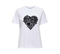 ONLY Womens Onlnina Heart S/S Tee JRS, White, S UK