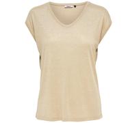ONLY Women's Onlsilvery S/S V Neck Lurex Top Jrs Noos T Shirt, Gold (Gold Colour Gold Colour), L UK