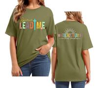 Women's T-Shirt Over Fear Design with Inspirational Psalm Motif for Modern Women's Fashion Stylish Everyday, Dark green, M