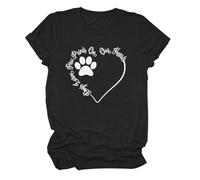 Womens T Shirt Plus Size Dog Leave Paw Prints On Your Heart Short Sleeve T Shirts Funny Pet Tunic Tops Pattern Print Crewneck Summer Tops Casual Classic Basic Tee Blouse Daliy Life Wear Grey L