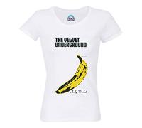 Women's T-Shirt Round Neck Organic Cotton Poster Image The Velvet Underground Andy Warhol Banana Rock 70's Vintage, white, L