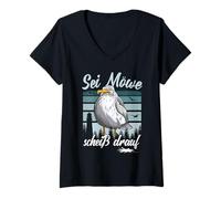 Womens T-Shirt Sei Möwe scheid Drauf - North German Seagulls V-Neck T-Shirt