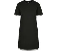 Urban Classics Women's Kleid Ladies Boxy Lace Hem Tee Dress Dress Not Applicable, Black, S
