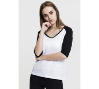 Urban Classics Women's Ladies 3/4 Contrast Raglan Pyjama Bottoms, Multicolored (Wht/Blk 224), XS UK
