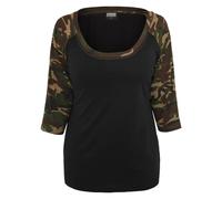Urban Classics T-Shirt 3/4 Contrast Raglan, Black/Burgundy, Women's XS (UK)