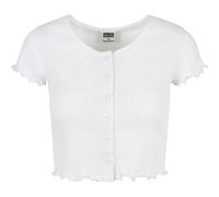 Women's T-shirt Urban Classics cropped button up rib-grandes tailles Blanc 3XL