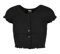 Women's T-shirt Urban Classics cropped button up rib Noir XS
