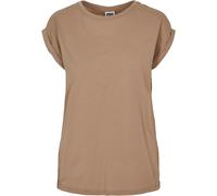 Urban Classics Womens Ladies Extended Shoulder Tee Basic T-Shirt With Capsleeves, Shortsleeve Top Crew Neck, Softtaupe, S UK