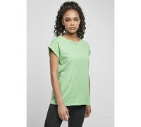 Urban Classics Women's Ladies Extended Shoulder Tee Basic Capsleeves, Shortsleeve T-Shirt Top with Crew Neck, ghostgreen, M