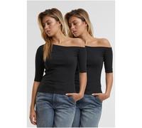 Urban Classics Organic Asymmetric Rib Short Sleeve T-shirt 2 Units Black S Woman