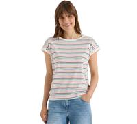 Women's T-Shirt with Boat Neck and Turn-Up Detail, Vanilla White, S