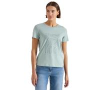 Women's T-Shirt with Crew Neck and Foil Print, Crystal Mint, L