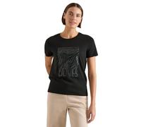 Women's T-Shirt with Crew Neck and Foil Print, Palm Breeze Green, M