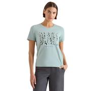 Women's T-Shirt with Crew Neck and Front Print, Crystal Mint, XL