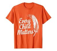 Women's T-Shirt with 'Every Child Matters' Print - Statement Shirt with Feather Motif | Top for Support and Awareness of Indigenous Rights, style_r03 orange, L