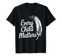 Women's T-Shirt with 'Every Child Matters' Print - Statement Shirt with Feather Motif | Top for Support and Awareness of Indigenous Rights, style_r01 black, XXL