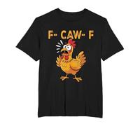 Women's T-Shirt with Funny Chicken Motif - Short Sleeve Shirt with 'F-CAW-F' Saying | Humorous Graphic Shirt for Chicken Fans, style_i01 black, XL