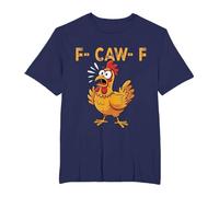 Women's T-Shirt with Funny Chicken Motif - Short Sleeve Shirt with 'F-CAW-F' Saying | Humorous Graphic Shirt for Chicken Fans, Style_i05 Navy, S
