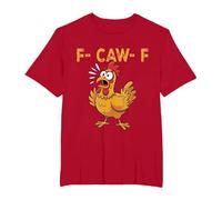 Women's T-Shirt with Funny Chicken Motif - Short Sleeve Shirt with 'F-CAW-F' Saying | Humorous Graphic Shirt for Chicken Fans, Style_i08 Red, S