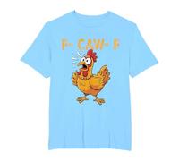 Women's T-Shirt with Funny Chicken Motif - Short Sleeve Shirt with 'F-CAW-F' Saying | Humorous Graphic Shirt for Chicken Fans, Style_i09 Blue, XXL