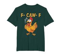 Women's T-Shirt with Funny Chicken Motif - Short Sleeve Shirt with 'F-CAW-F' Saying | Humorous Graphic Shirt for Chicken Fans, Style_i02 Green, L