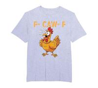 Women's T-Shirt with Funny Chicken Motif - Short Sleeve Shirt with 'F-CAW-F' Saying | Humorous Graphic Shirt for Chicken Fans, Style_i04 Gray, S