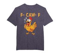 Women's T-Shirt with Funny Chicken Motif - Short Sleeve Shirt with 'F-CAW-F' Saying | Humorous Graphic Shirt for Chicken Fans, Style_i03 Gray, M