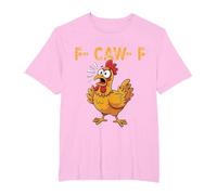 Women's T-Shirt with Funny Chicken Motif - Short Sleeve Shirt with 'F-CAW-F' Saying | Humorous Graphic Shirt for Chicken Fans, style_i06 pink, S