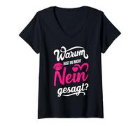 Womens T-Shirt with German Text Warum Hast Du Nicht Nein Gesagt Funny Shirt V-Neck T-Shirt