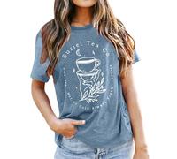 Women's T-Shirt with 'Suriel Tea Co' Motif for Book Fans - Casual Top Inspired by the Acotar Range | Bookish Shirt for Readers, style_a01 blue, S