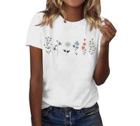 Womens T Shirts Casual Vintage Wild Flowers Graphic Tops Summer Crew Neck Short Sleeve Comfy Tees